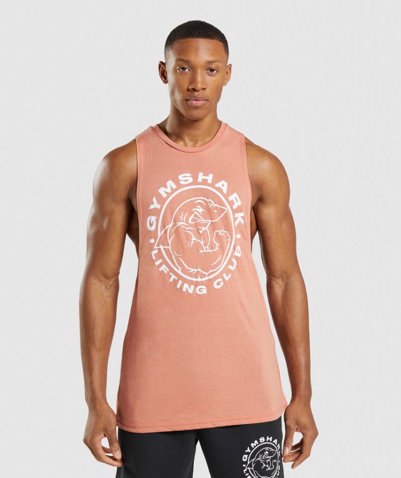 Men\'s Gymshark Legacy Drop Arm Tanks Pink | CA 58N310